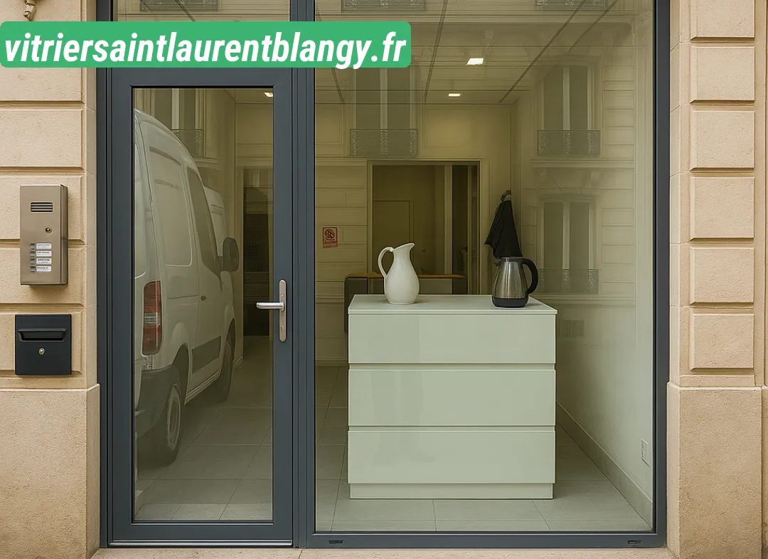 Façade vitrine de magasin en aluminium sur mesure à Saint-Laurent-Blangy
